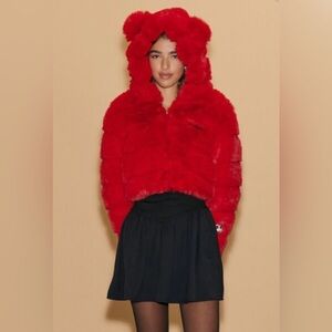 Disney Mickey faux fur jacket valentines coat size medium